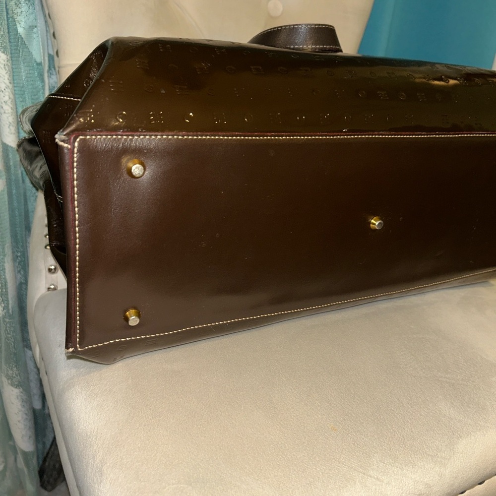 Arcadia Italian Luxury Brown Large Patent Leather Tote Bag - Picture 6 of 11